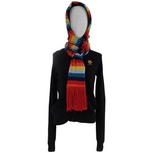 Love Moschino Black Wool Cardigan Multi Colour Scarf